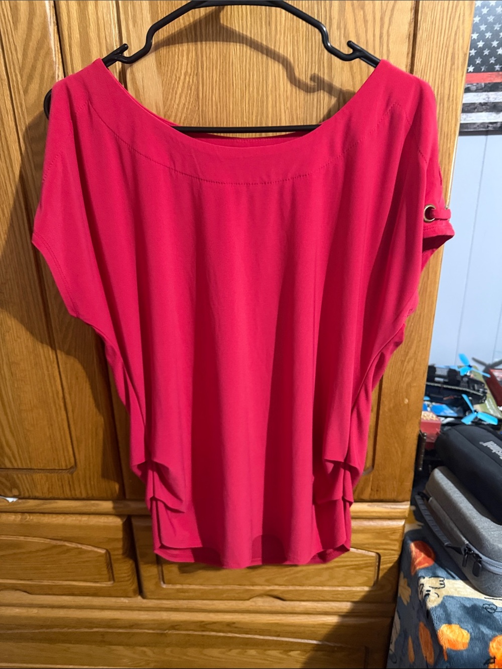 AUW Bright Pink Dolman Sleeve Tunic with Side Ring Detail